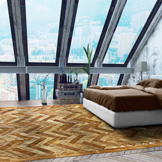 Cowhide Patchwork Rug, Plutus, Taupe, 8'x10'