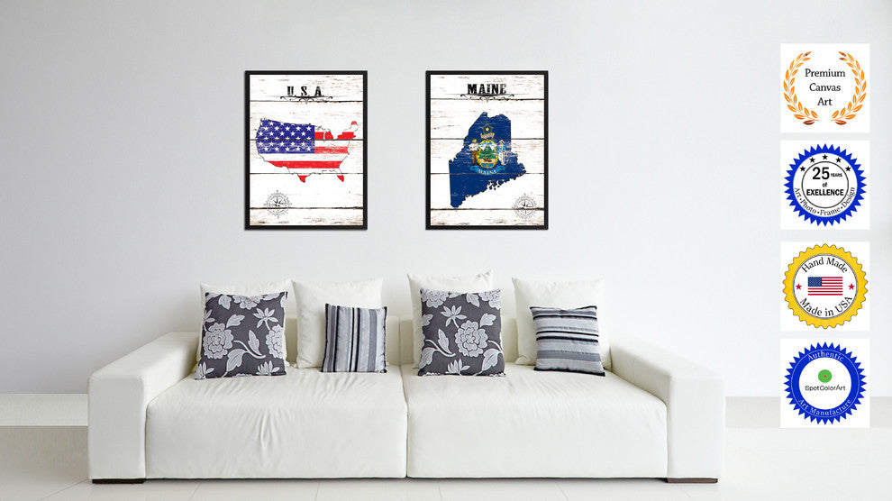 Maine State Flag Canvas, 22"x29"