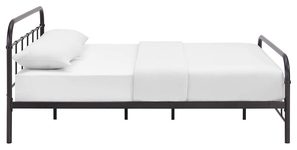 Modway Maisie Queen Stainless Steel Bed Frame, Brown