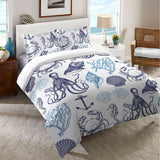 Laural Home Navy Coastal Creatures King Duvet Cover