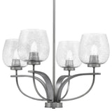 Cavella 4-Light Chandelier, Graphite, 6" Smoke Bubble Glass