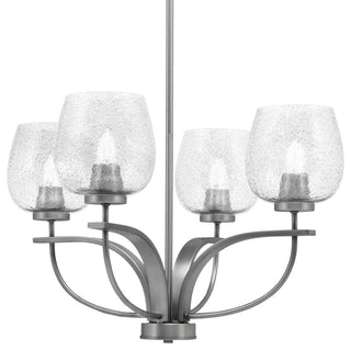 Cavella 4-Light Chandelier, Graphite, 6" Smoke Bubble Glass