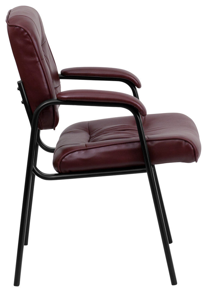 Flash Furniture Leather Guest Chair in Burgundy with Black Frame Finish