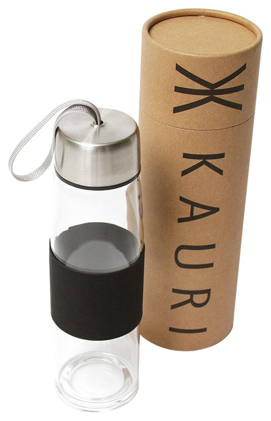 Borosilicate Glass Water Bottle With Band 21 oz. By Kauri