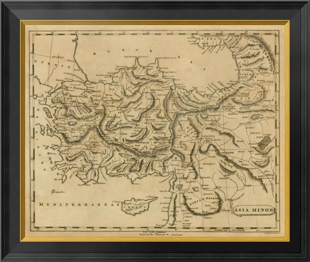 "Asia Minor, 1812" Framed Canvas Giclee by Aaron Arrowsmith, 26"x22"