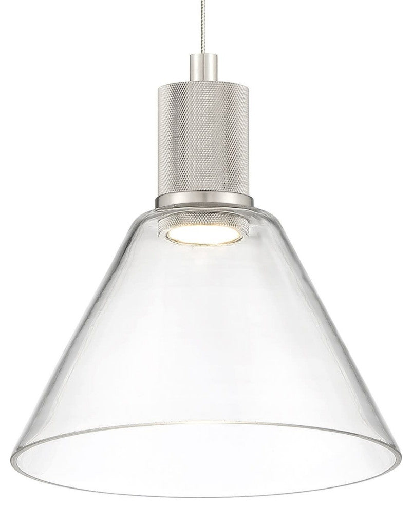 Access Lighting 63140LEDD/CLR Port Nine 8"W LED Mini Pendant - Brushed Steel