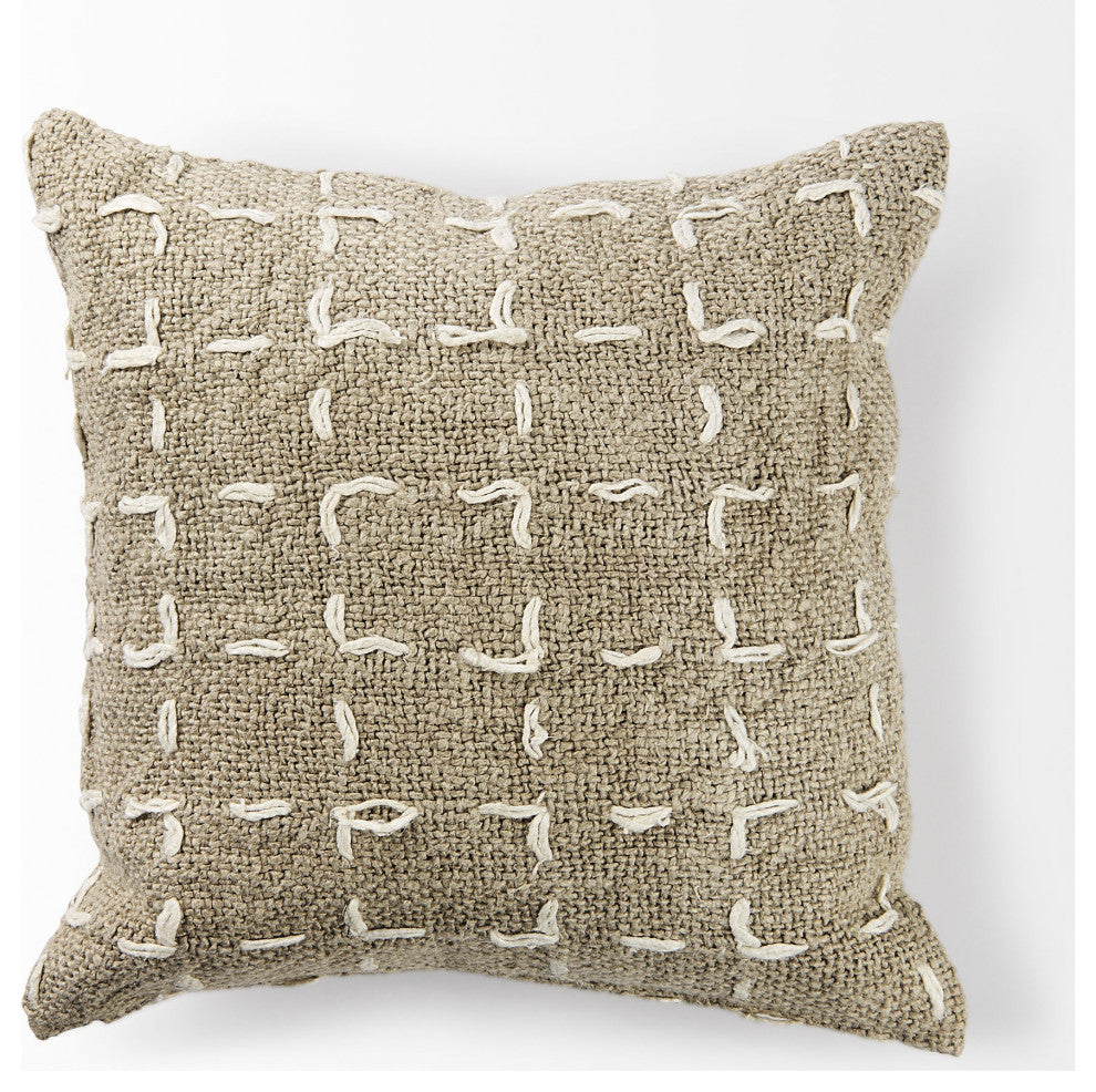 Rustic Sand and White Square Decorative Pillow Cover