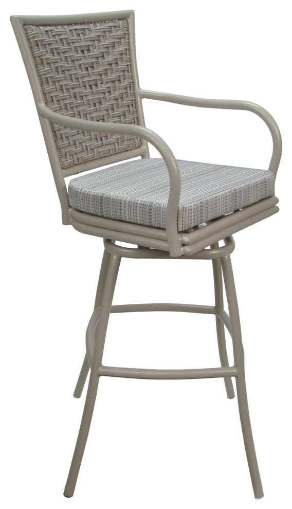 Outdoor Patio Bar Stool Elon With Arms, Natural Fun Beige, 34"