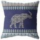 18" Navy Ornate Elephant Suede Throw Pillow