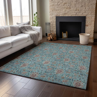 Premium Machine Washable Mayfield AMF660 Teal 8' x 10' Rug