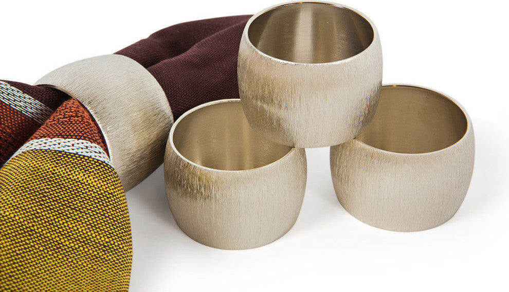Silver Metal Napkin Rings, Set of 4