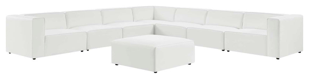 Sectional Sofa Set, Faux Vegan Leather, White, Modern, Living Lounge Hospitality