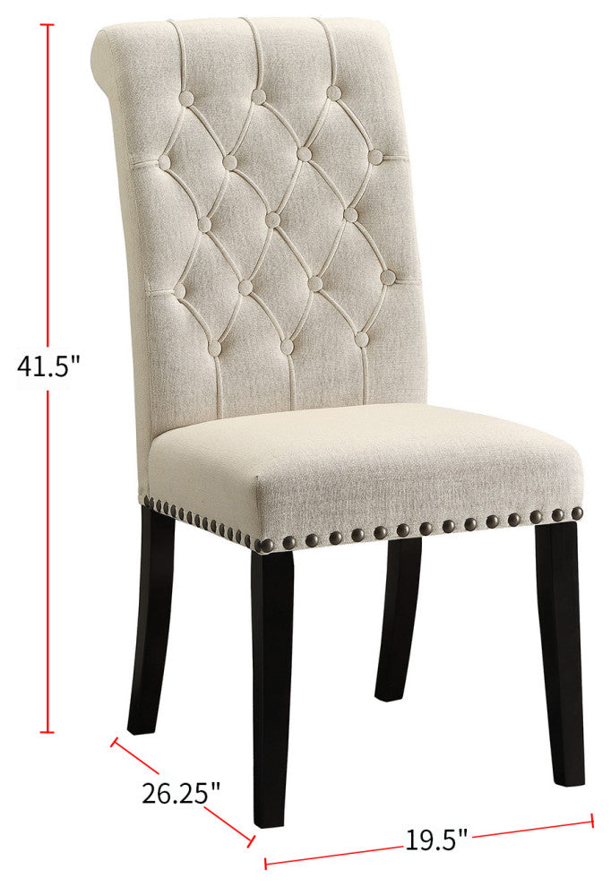 Set of 2 Dining Chairs with Nailhead Trim, Beige