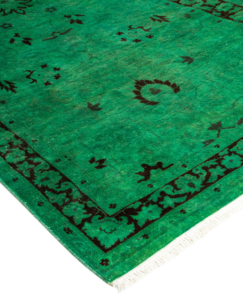 Fine Vibrance, One-of-a-Kind Hand-Knotted Runner Rug Green, 2' 7" x 12' 3"