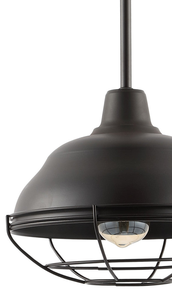 Levi Industrial Farmhouse Iron LED Pendant, Oil Rubbed Bronze, 1-Light