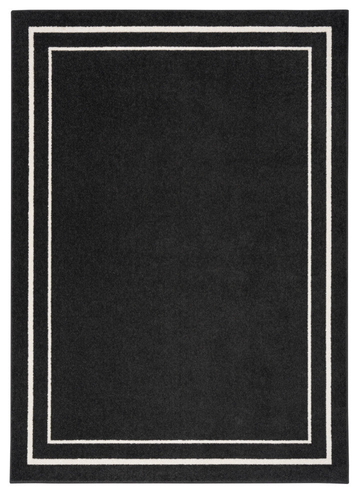 Nourison Essentials 2' x 4' Black Ivory Contemporary Area Rug