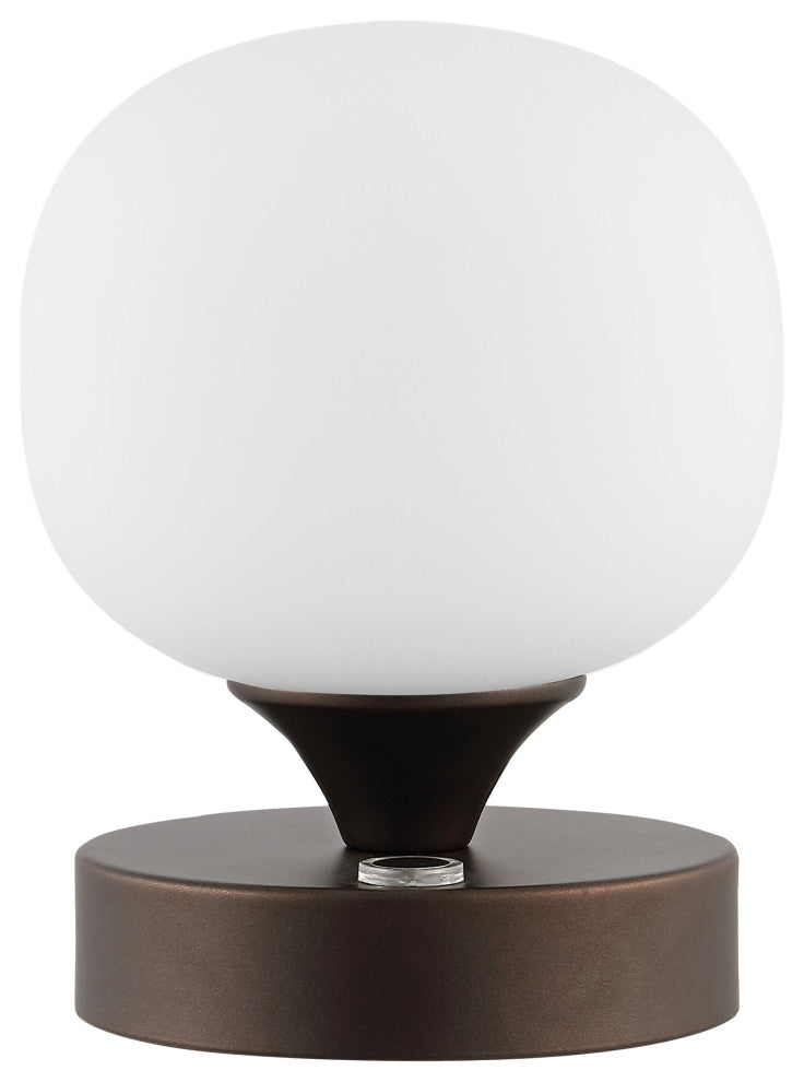 Owen 6.13" Bohemian Farmhouse Iron Rechargeable Integrated LED Table Lamp, Black