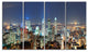 Montreal at Dusk Panorama, Landscape Canvas Art Print, 48"x28", 4 Panels