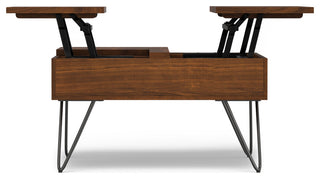 Hunter Solid Mango Wood Lift Top Square Coffee Table, Walnut