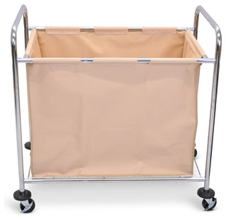 Luxor Laundry Cart With Steel Frame and Tan Canvas Bag