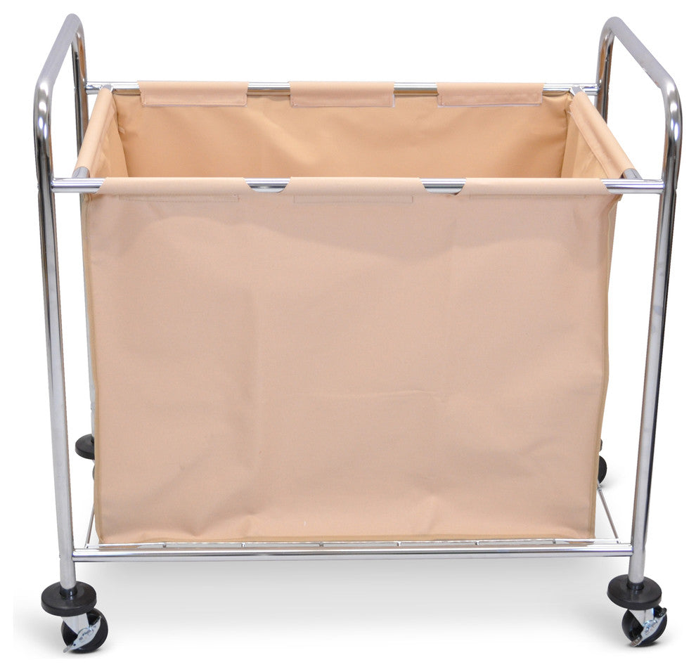 Luxor Laundry Cart With Steel Frame and Tan Canvas Bag