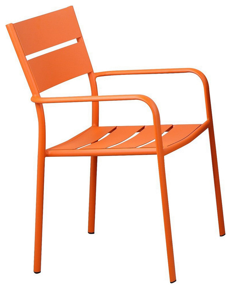 Benzara BM287799 Meta 7 Piece Outdoor Dining Table, Chairs Set, Orange