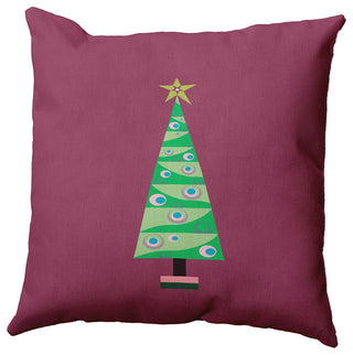 Cartoon Christmas Tree Accent Pillow, Passion Flower, 18"x18"