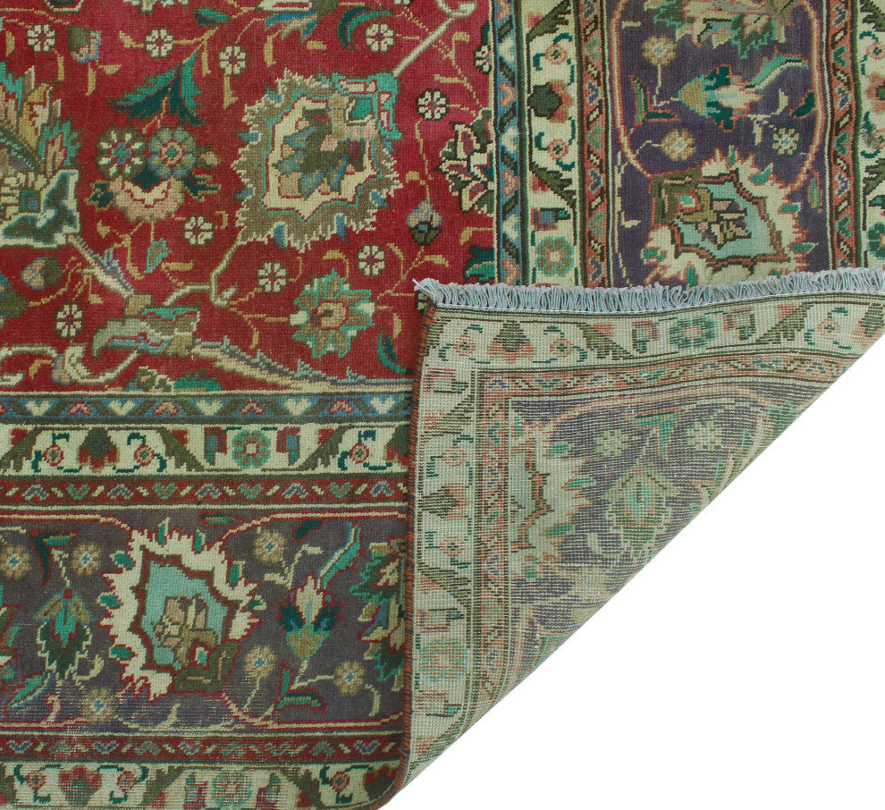Fine Vintage Distressed Una Red/Navy Rug, 9'5x12'4