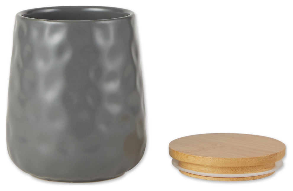 Gray Matte Dimple Texture Ceramic Canister (Set of 2)