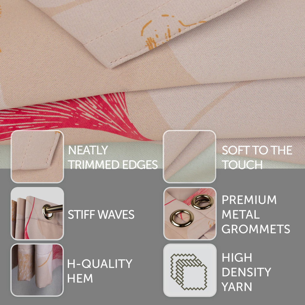 Blush Floral Curtain, 56"w X 63"h