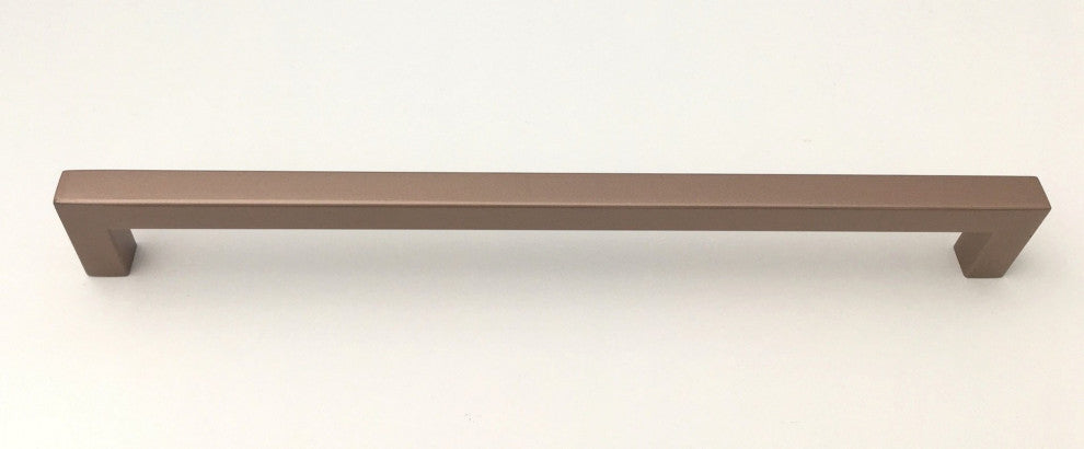 Rose Gold Square Bar Pull Cabinet Handle Stainless 1/2" Thickness Lifetime Warra, 10" Center to Center