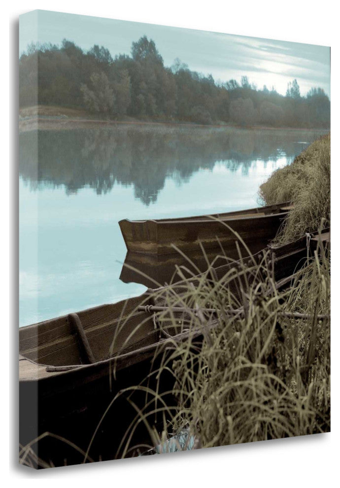 Boats on Lake View 1 Giclee Wrap Canvas Wall Art
