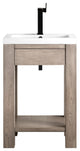 Brooklyn 24" Wooden Sink Console, Platinum Ash, White Glossy Resin Countertop