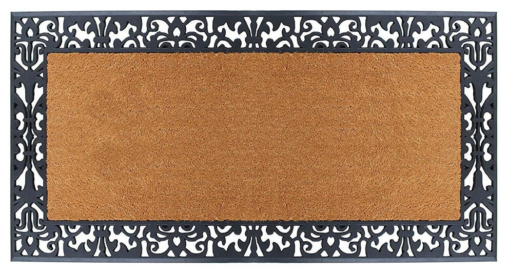 Rubber And Coir, 30"x60", Extra Large Size Doormat, Black/Beige