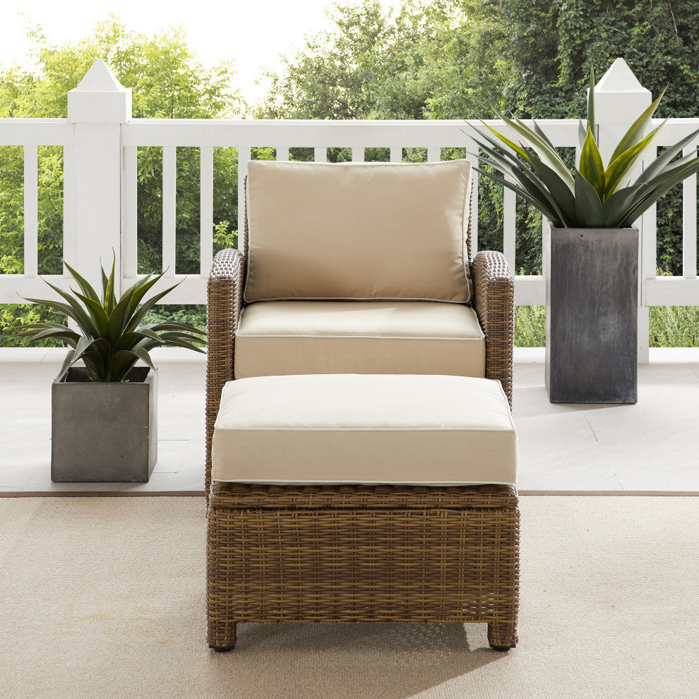 Bradenton 2Pc Wicker Outdoor Chair Set, Sand