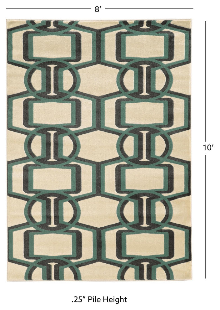 Linon Roma Bridle Power Loomed Polypropylene 8'x10' Area Rug in Gray