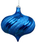 Glitter Swirl Shatterproof Onion Christmas Ornaments Shiny Lavish Blue, Set of 4
