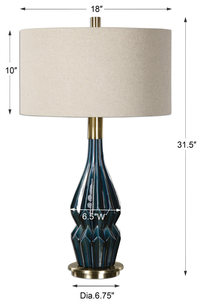 Uttermost Ceramic Lamp, Prussian Blue