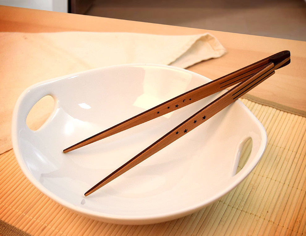 Fold-Flat Hinged Chopsticks, American Made Natural Cherry Wood