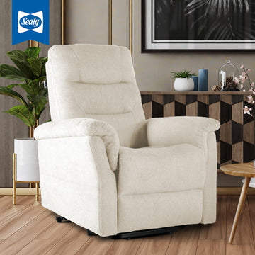 Sealy Posturepedic Amber Power Lift Assist Recliner, Adjustable Leg Rest, Off-White