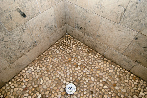 Natural Stone Flooring: Glazed Java Tan Pebble Tile, 12x12 Mesh