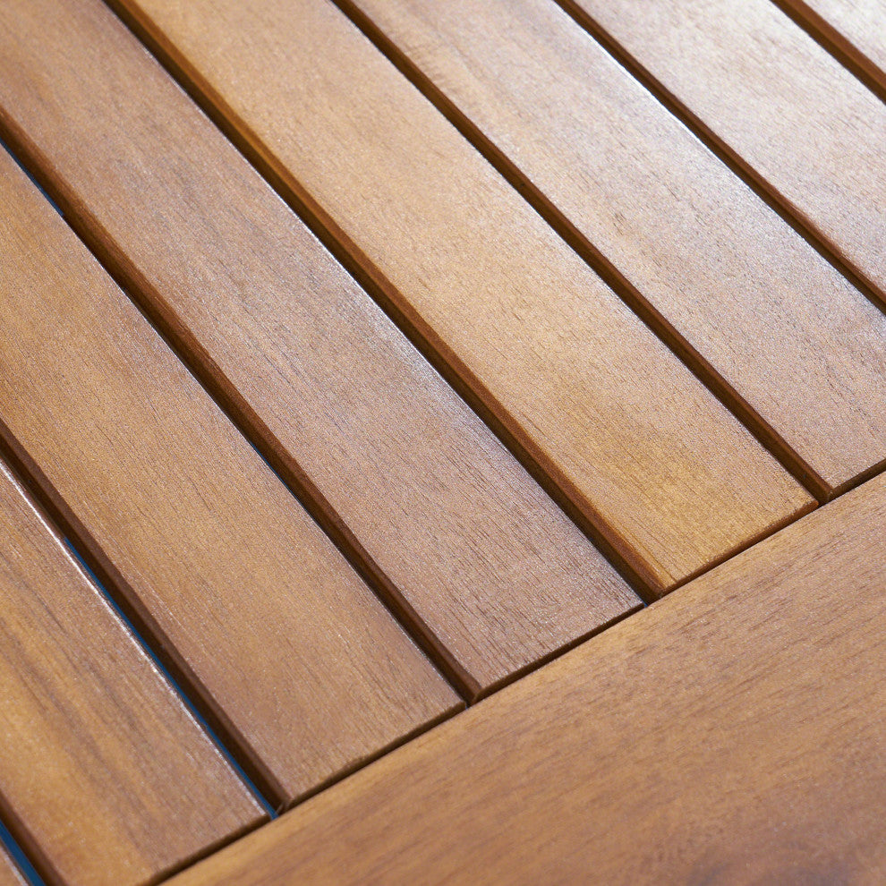 GDF Studio Nick Outdoor Acacia Wood Round Dining Table, Teak Finish