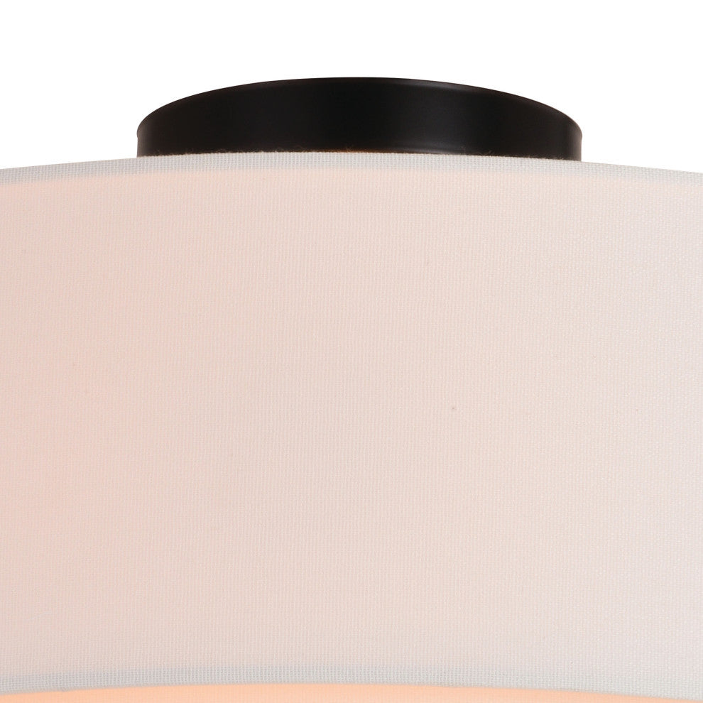 Burnaby Mid-Century Drum Semi Flush Ceiling Light, Black, 20.5-in. W X 10.75-in. H X 20.5-in. D