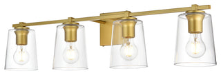 4 Light Brass And Clear Bath Sconce