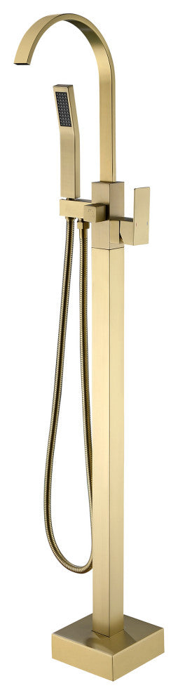 Single Handle Floor Mounted Clawfoot Tub Faucet, Gold