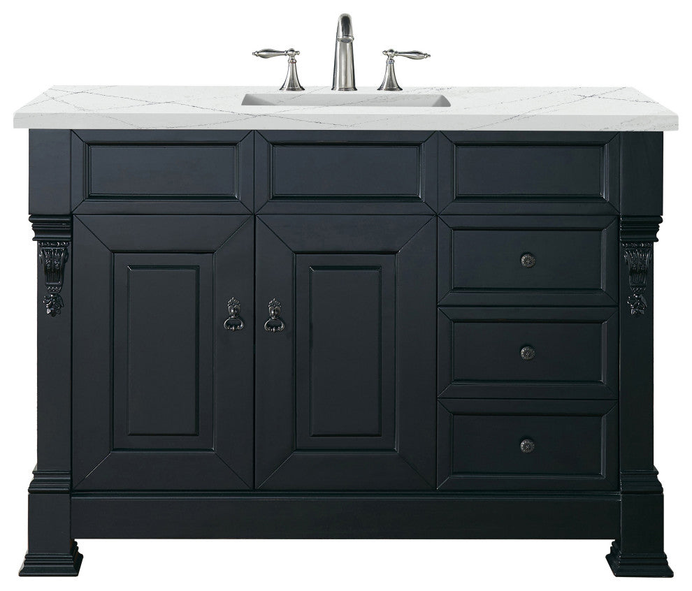 James Martin 147-114-5236-3ENC 48" Antique Black Vanity w/ Ethereal Noctis Quar
