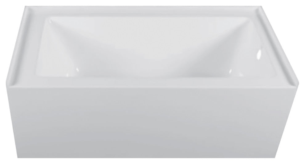 Acrylic Apron Soaking Bathtub, White, 54"x30", Right, Without Drain