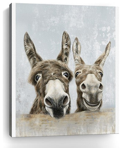32" Cute Donkeys Canvas Wal Art
