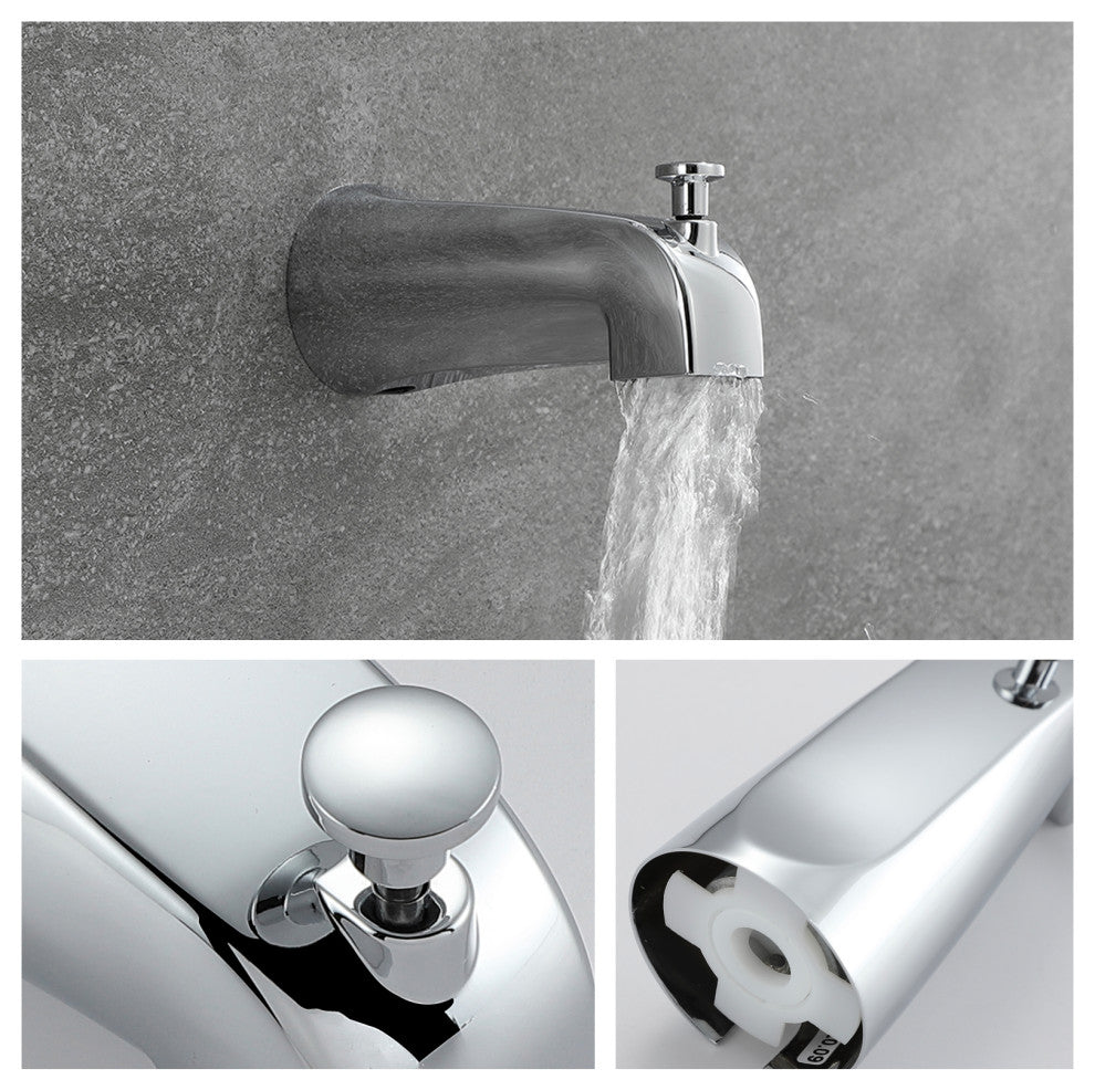 Chrome 6 Inch Shower Faucet wih Tub Spout Combo (Valve Included)