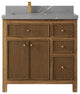 Sonoma Teak 36 Left Offset Bath Vanity in Dark Natural with 2" Piatra Gray